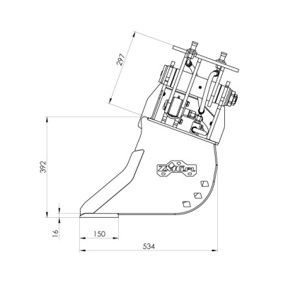 Hydraulic ditch cleaning bucket 1500mm without adapter class 4-6t